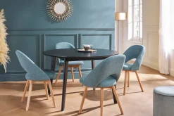 Miliboo Chaise Design-Chaises scandinaves en tissu vert de gris et bois clair (lot de 2) COSETTE