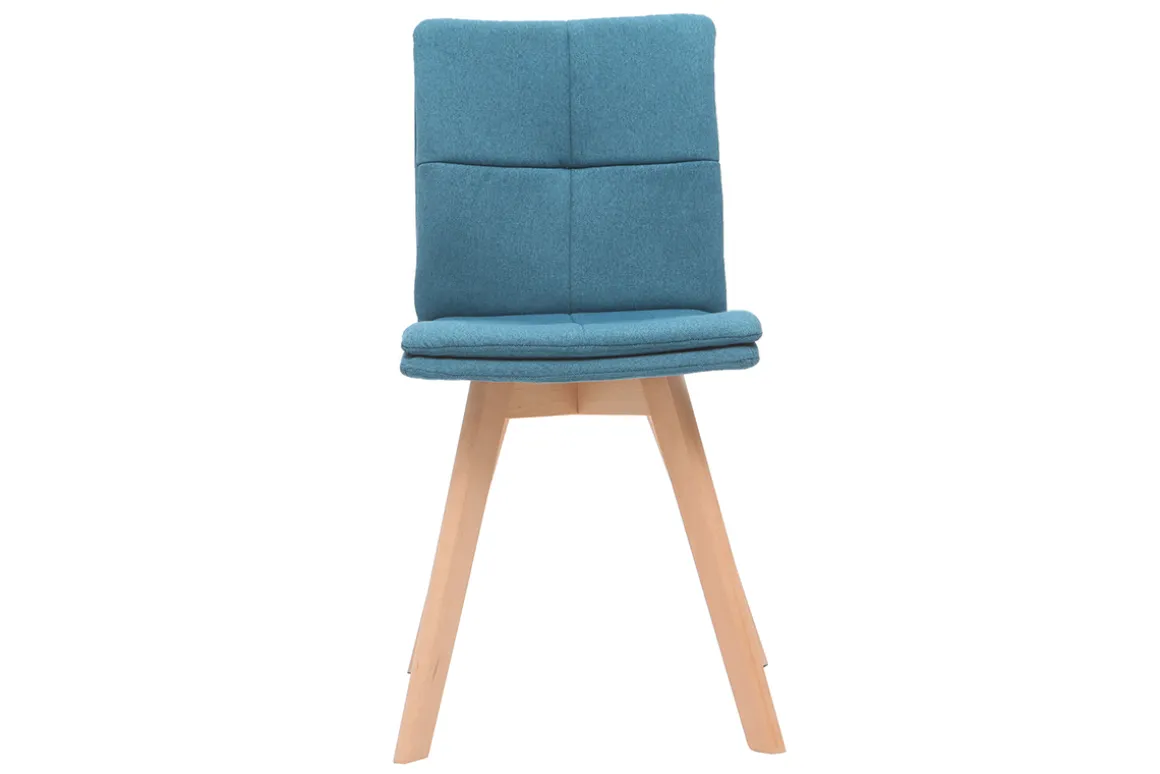 Miliboo Chaise Design-Chaises scandinaves en tissu bleu et bois clair (lot de 2) THEA