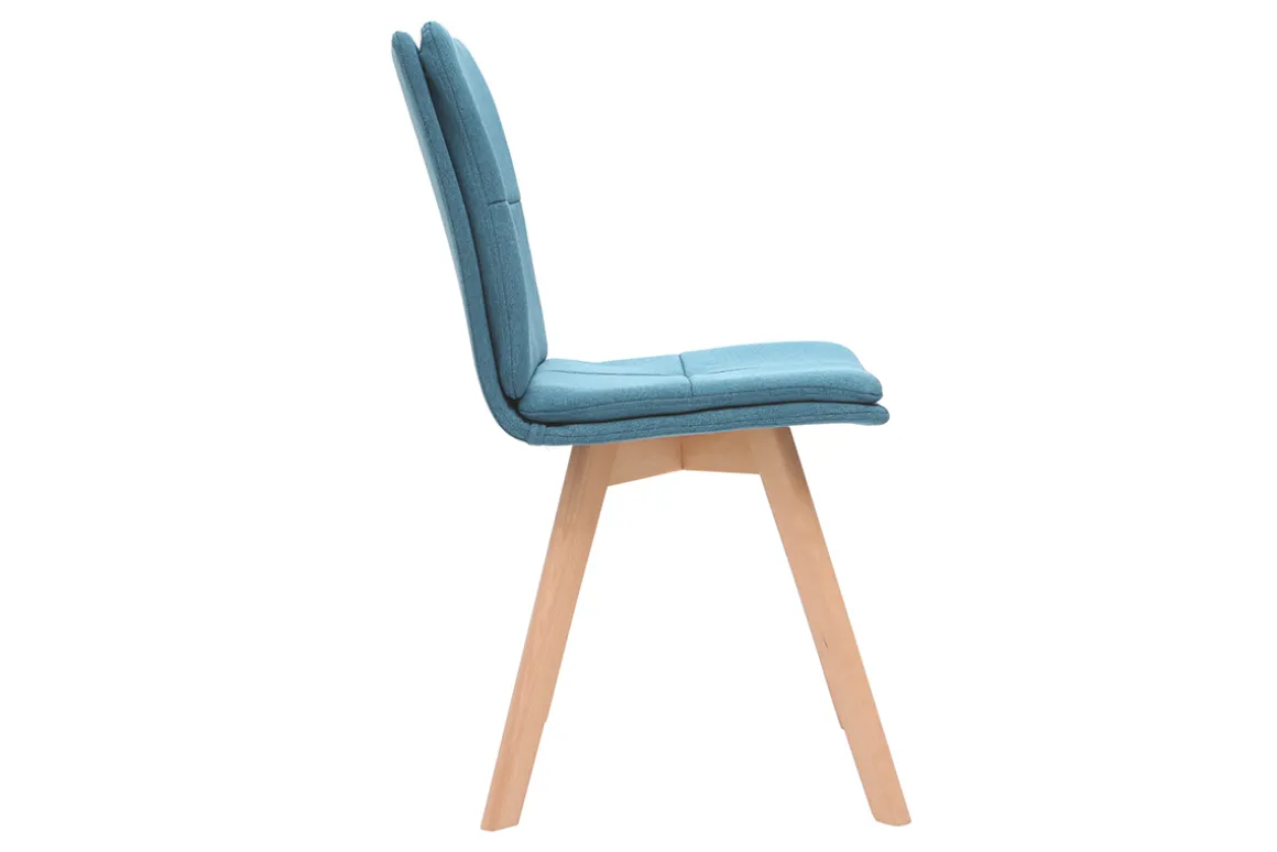 Miliboo Chaise Design-Chaises scandinaves en tissu bleu et bois clair (lot de 2) THEA