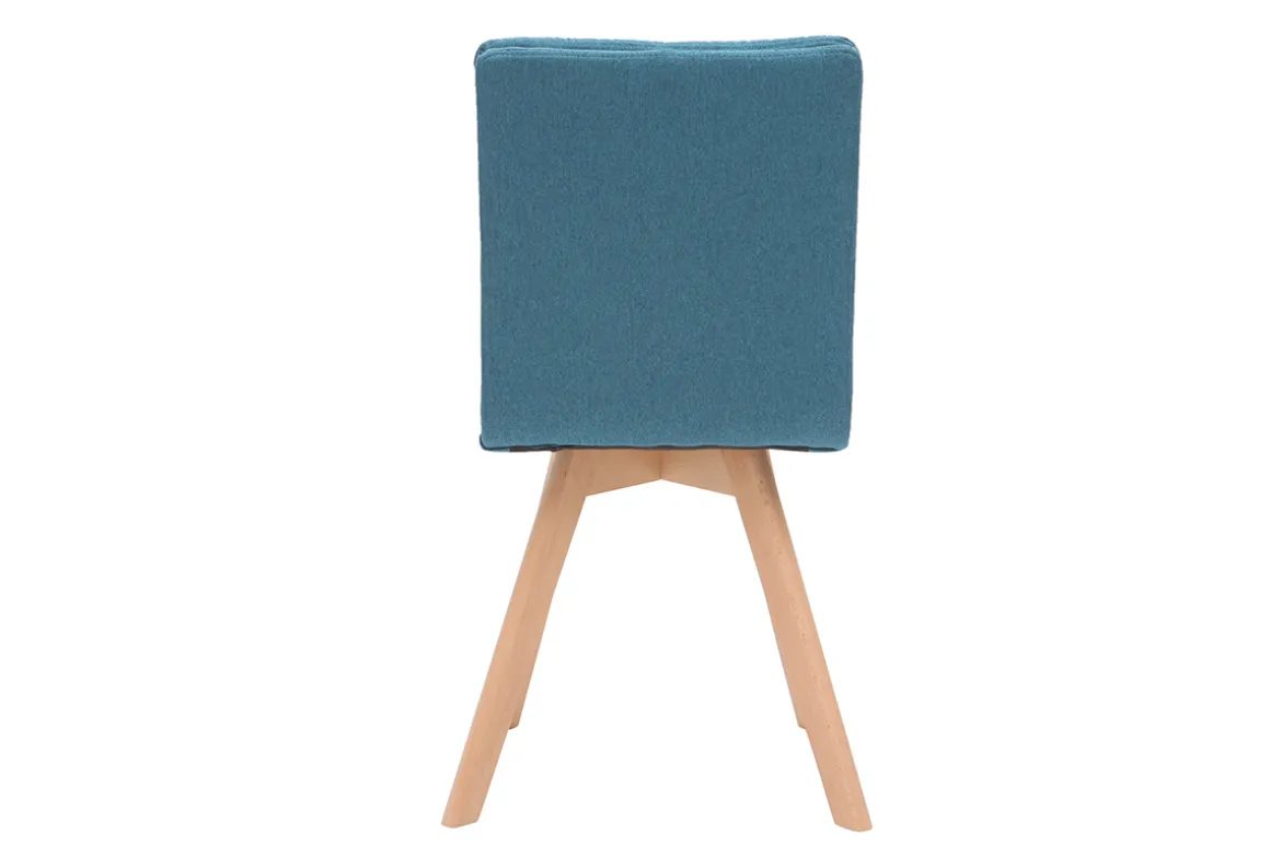 Miliboo Chaise Design-Chaises scandinaves en tissu bleu et bois clair (lot de 2) THEA
