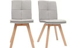 Miliboo Chaise Design-Chaises scandinaves en tissu beige et bois clair (lot de 2) THEA