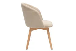 Miliboo Chaise Design-Chaises scandinaves en tissu effet velours beige et bois clair massif (lot de 2) VANITY