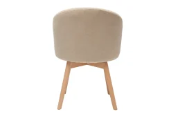 Miliboo Chaise Design-Chaises scandinaves en tissu effet velours beige et bois clair massif (lot de 2) VANITY