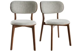 Miliboo Chaise Design|Chaise En Bois-Chaises scandinaves en tissu gris clair et bois foncé noyer (lot de 2) FAUVETTE