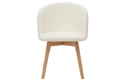 Miliboo Chaise Design-Chaises scandinaves en tissu effet laine bouclée blanc cassé et bois clair massif (lot de 2) VANITY