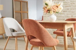 Miliboo Chaise Design-Chaises scandinaves en tissu effet velours texturé beige et bois clair (lot de 2) COSETTE