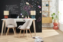 Miliboo Chaise Design-Chaises scandinaves en tissu effet velours texturé beige et bois clair (lot de 2) COSETTE