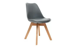 Miliboo Chaise Design-Chaises scandinaves gris et bois clair massif (lot de 4) PAULINE