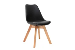 Miliboo Chaise Design-Chaises scandinaves noir et bois clair (lot de 4) PAULINE