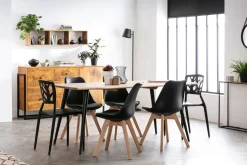 Miliboo Chaise Design-Chaises scandinaves noir et bois clair (lot de 4) PAULINE