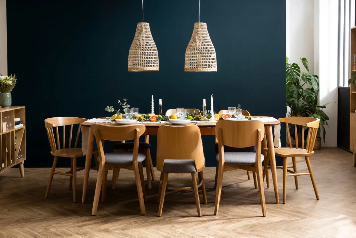 Miliboo Chaise Design|Chaise En Bois-Chaises vintage bois foncé chêne et tissu effet velours jaune moutarde (lot de 2) DOVE