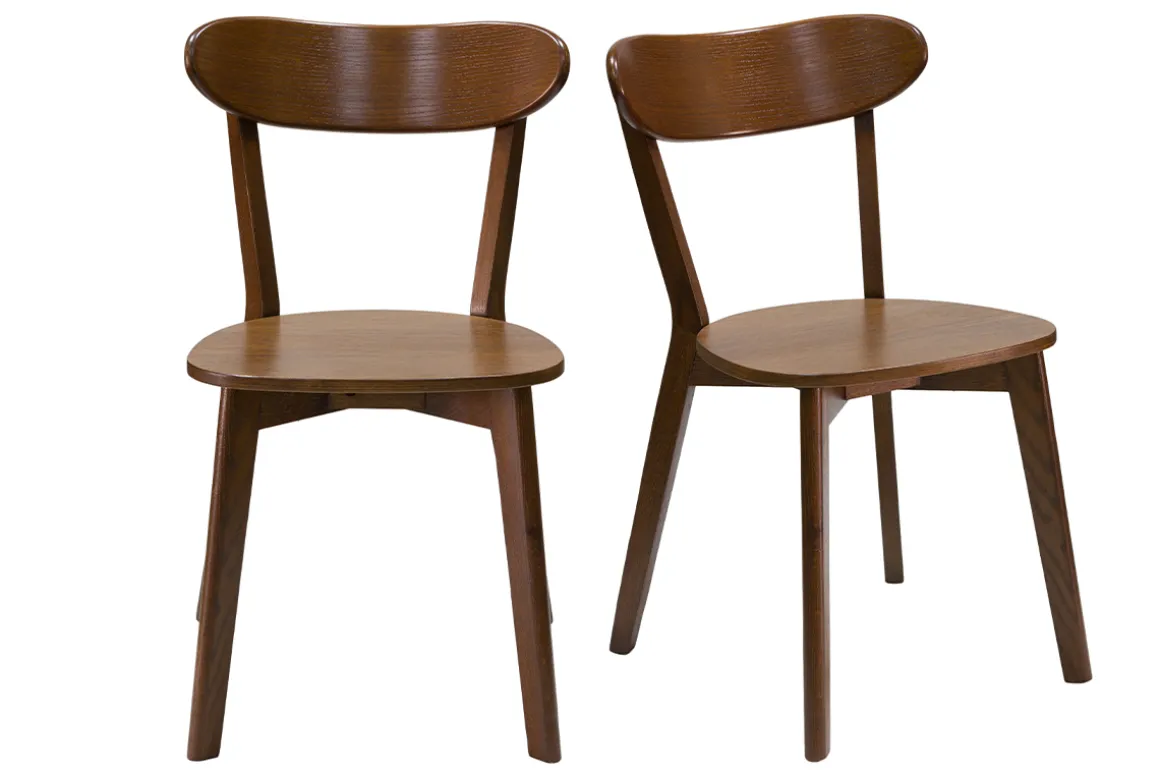 Miliboo Chaise Design|Chaise En Bois-Chaises vintage bois foncé (lot de 2) DOVE