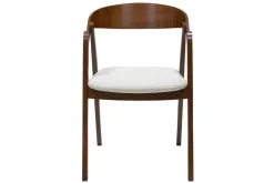 Miliboo Chaise Design-Chaises vintage empilables en bois teinté noyer et tissu effet laine bouclée blanc (lot de 2) LOVA