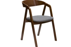 Miliboo Chaise Design|Chaise En Bois-Chaises vintage empilables en bois teinté noyer et tissu gris (lot de 2) LOVA