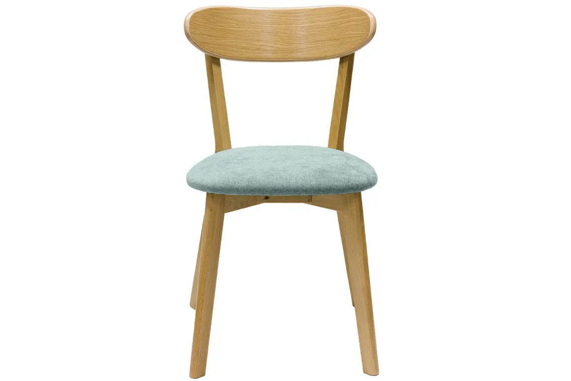 Miliboo Chaise Design-Chaises vintage en bois clair chêne et tissu effet velours vert céladon (lot de 2) DOVE