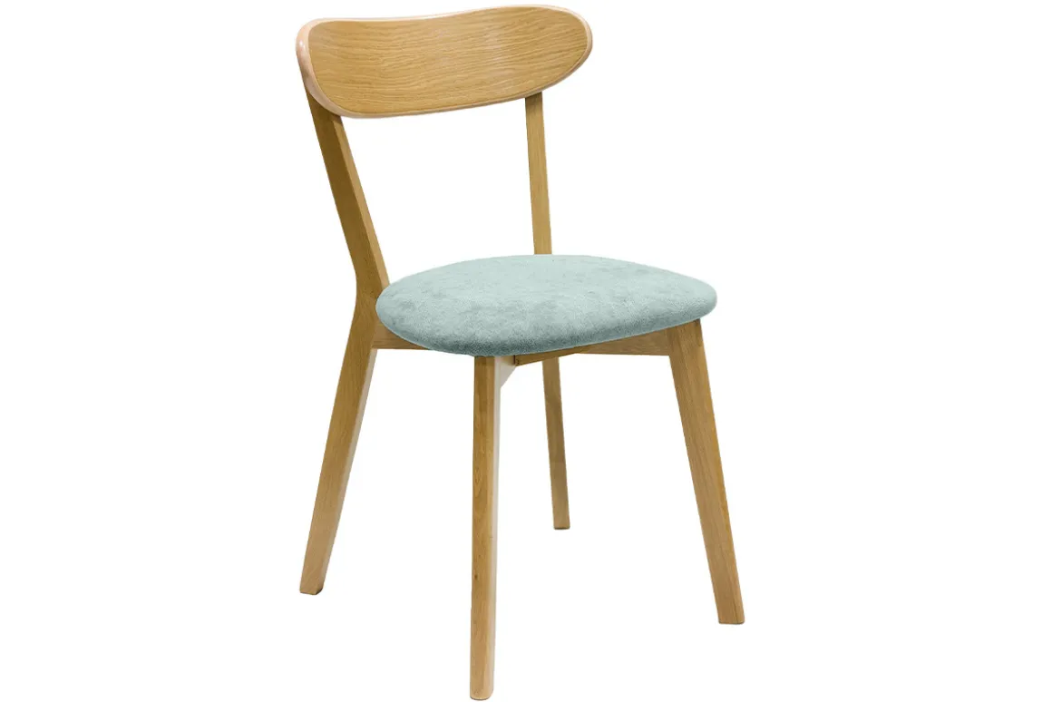 Miliboo Chaise Design-Chaises vintage en bois clair chêne et tissu effet velours vert céladon (lot de 2) DOVE