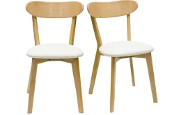 Miliboo Chaise Design-Chaises vintage en bois clair chêne et tissu effet laine bouclée blanc (lot de 2) DOVE