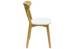 Miliboo Chaise Design-Chaises vintage en bois clair chêne et tissu effet laine bouclée blanc (lot de 2) DOVE