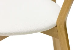 Miliboo Chaise Design-Chaises vintage en bois clair chêne et tissu effet laine bouclée blanc (lot de 2) LUCIA