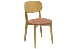 Miliboo Chaise Design-Chaises vintage en bois clair chêne et tissu effet velours terracotta (lot de 2) LUCIA