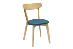 Miliboo Chaise Design|Chaise En Bois-Chaises vintage en bois clair chêne et tissu bleu paon (lot de 2) DOVE