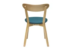 Miliboo Chaise Design|Chaise En Bois-Chaises vintage en bois clair chêne et tissu bleu paon (lot de 2) DOVE