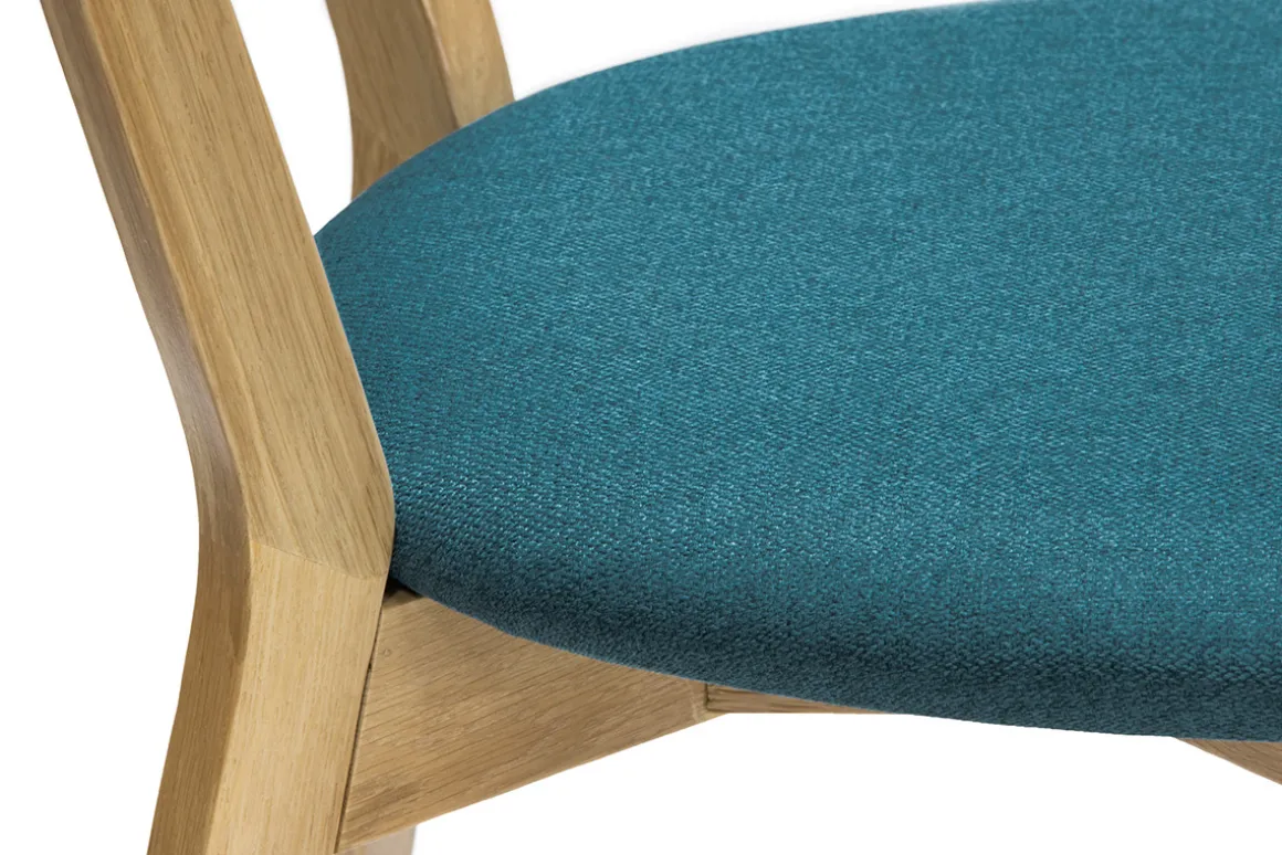 Miliboo Chaise Design|Chaise En Bois-Chaises vintage en bois clair chêne et tissu bleu paon (lot de 2) DOVE