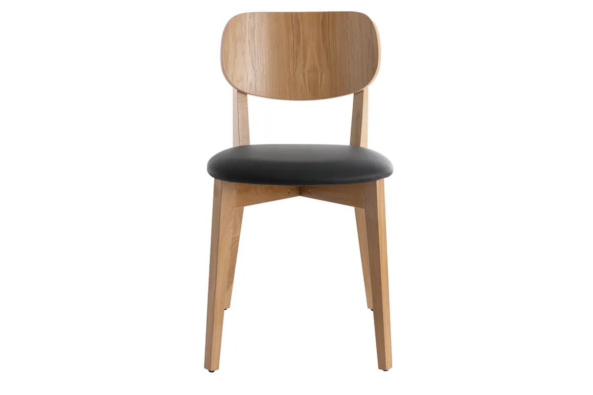 Miliboo Chaise Design|Chaise En Bois-Chaises vintage en bois clair chêne et noir (lot de 2) LUCIA