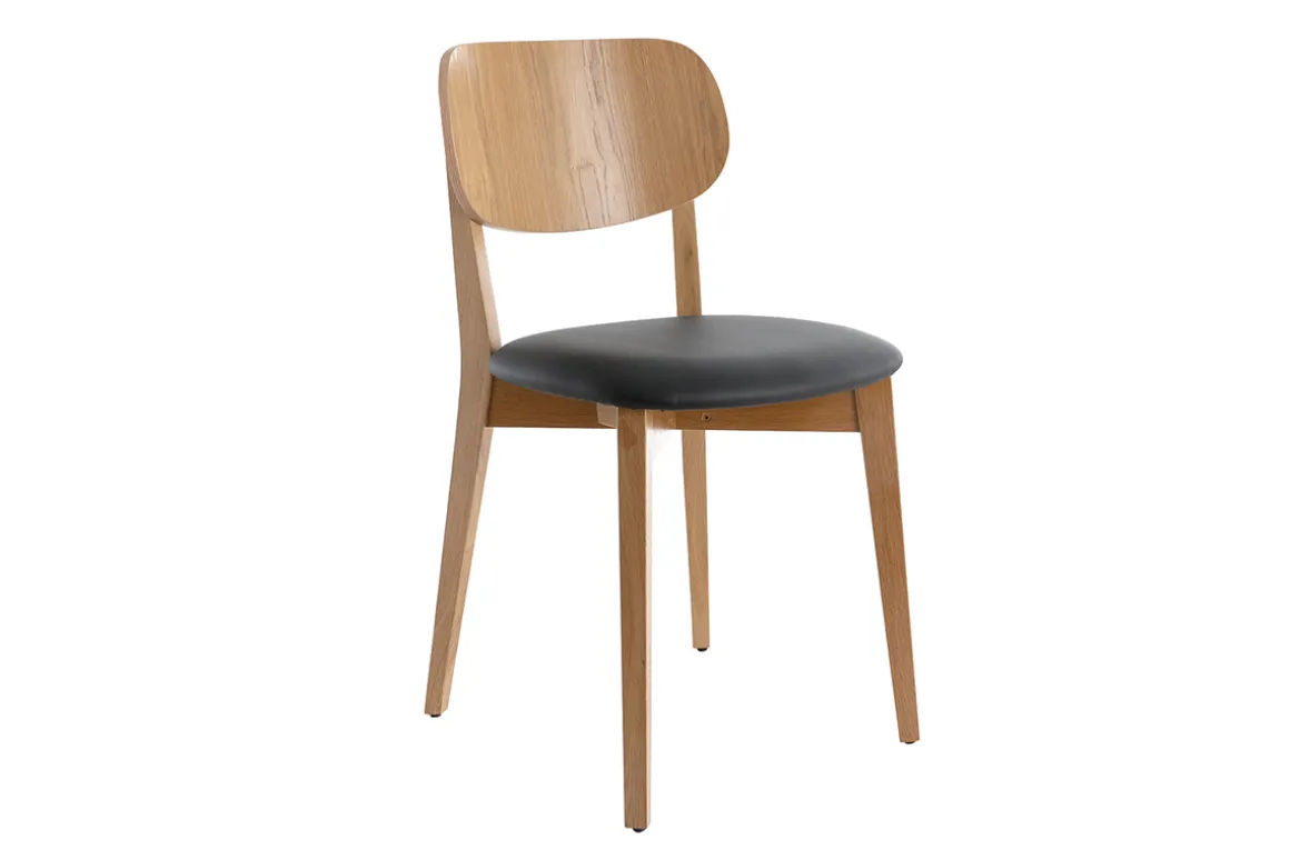 Miliboo Chaise Design|Chaise En Bois-Chaises vintage en bois clair chêne et noir (lot de 2) LUCIA