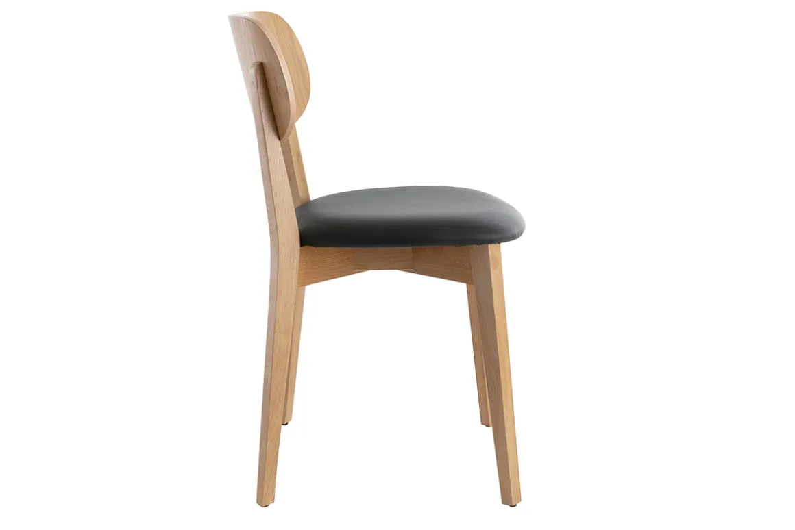 Miliboo Chaise Design|Chaise En Bois-Chaises vintage en bois clair chêne et noir (lot de 2) LUCIA