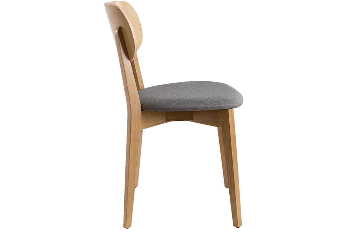 Miliboo Chaise Design|Chaise En Bois-Chaises vintage en bois clair chêne et tissu gris clair (lot de 2) LUCIA