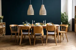 Miliboo Chaise Design|Chaise En Bois-Chaises vintage en bois clair chêne et tissu gris clair (lot de 2) LUCIA