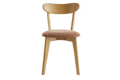 Miliboo Chaise Design|Chaise En Bois-Chaises vintage en bois clair chêne et tissu effet velours terracotta (lot de 2) DOVE