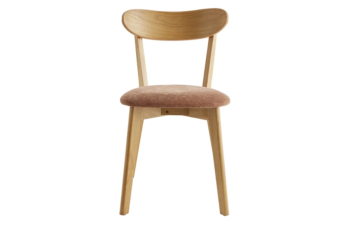Miliboo Chaise Design|Chaise En Bois-Chaises vintage en bois clair chêne et tissu effet velours terracotta (lot de 2) DOVE