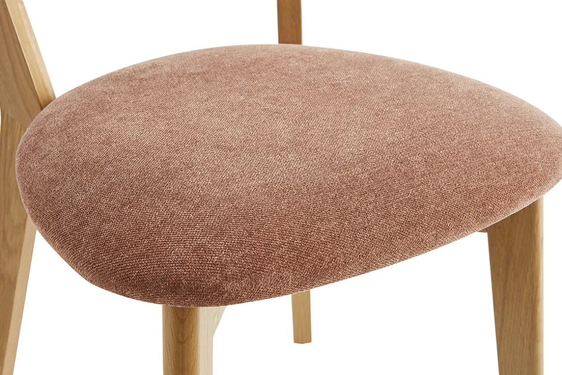 Miliboo Chaise Design|Chaise En Bois-Chaises vintage en bois clair chêne et tissu effet velours terracotta (lot de 2) DOVE