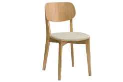 Miliboo Chaise Design|Chaise En Bois-Chaises vintage en bois clair chêne et tissu beige (lot de 2) LUCIA