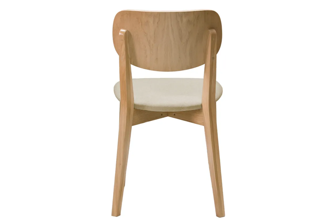 Miliboo Chaise Design|Chaise En Bois-Chaises vintage en bois clair chêne et tissu beige (lot de 2) LUCIA