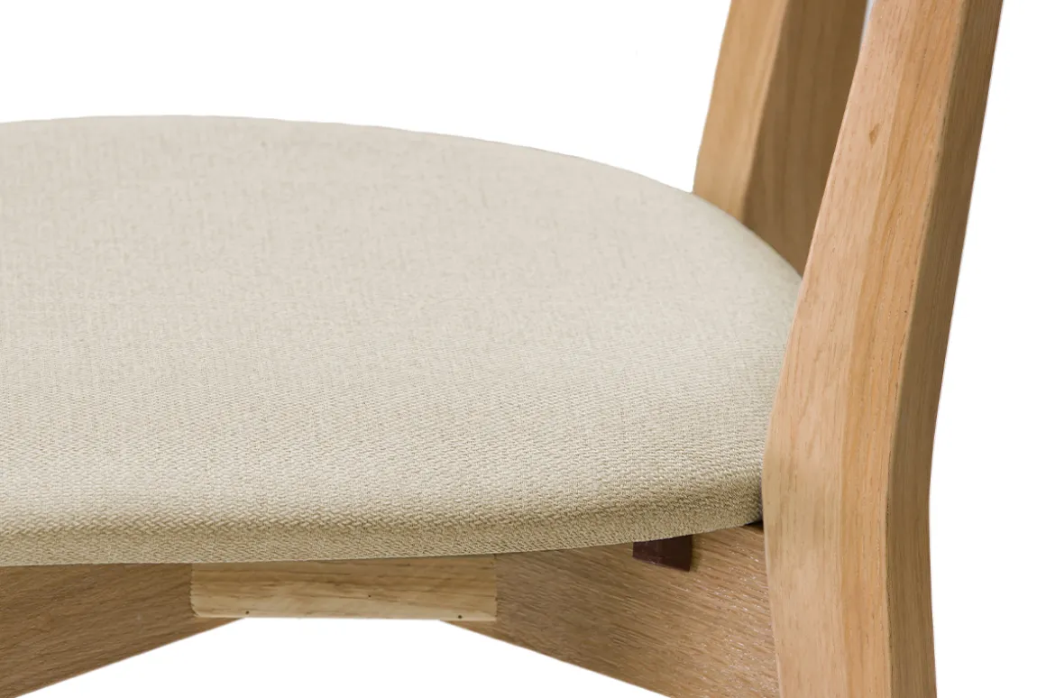 Miliboo Chaise Design|Chaise En Bois-Chaises vintage en bois clair chêne et tissu beige (lot de 2) LUCIA