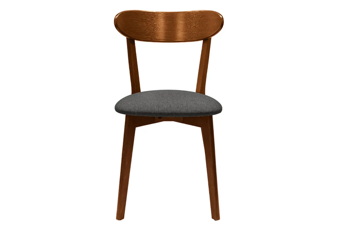 Miliboo Chaise Design|Chaise En Bois-Chaises vintage en bois foncé et tissu gris foncé (lot de 2) DOVE