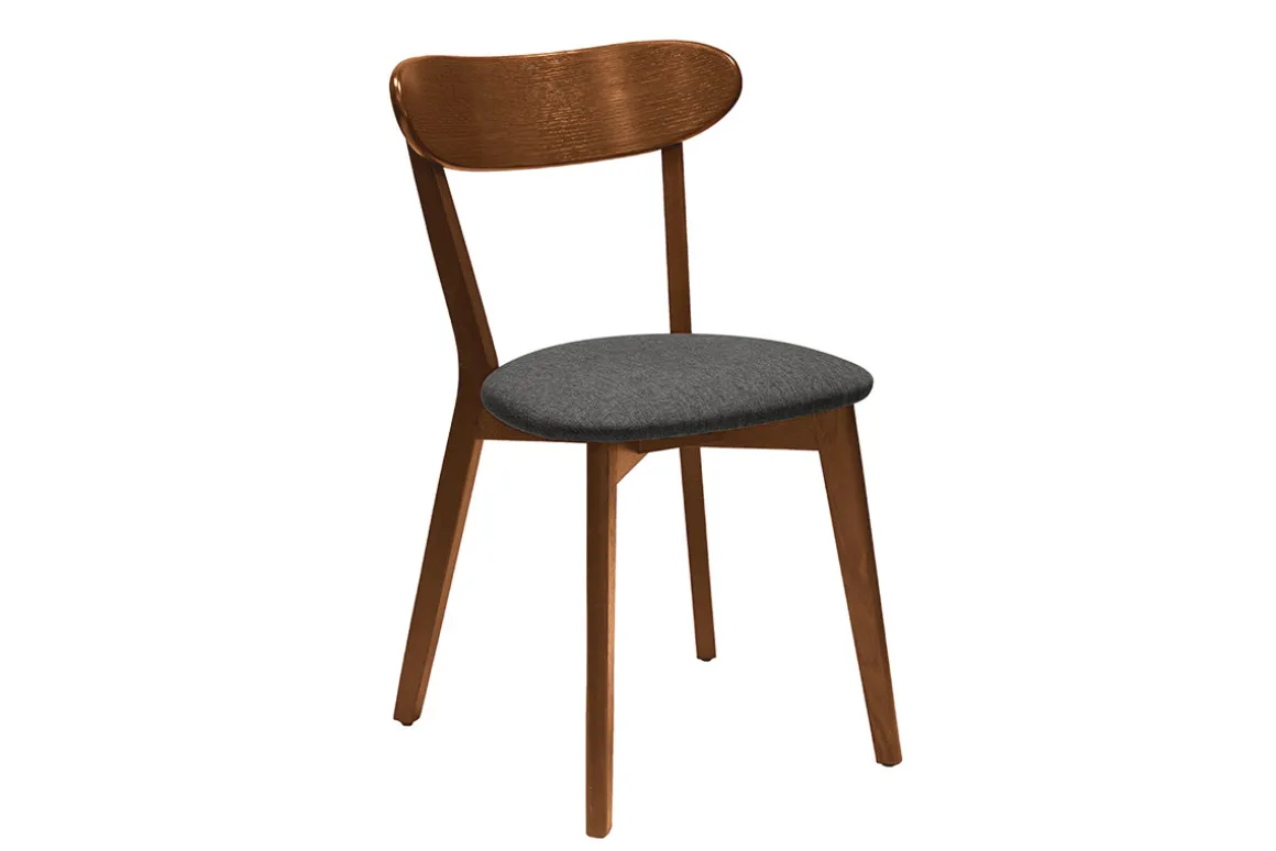 Miliboo Chaise Design|Chaise En Bois-Chaises vintage en bois foncé et tissu gris foncé (lot de 2) DOVE