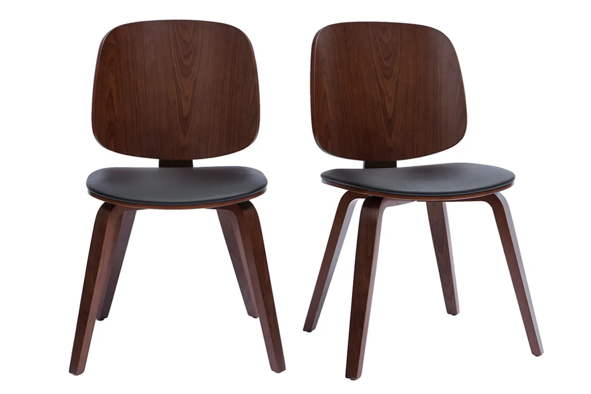 Miliboo Chaise Design|Chaise En Bois-Chaises vintage en bois foncé et noir (lot de 2) BECK