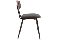 Miliboo Chaise Design|Chaise En Bois-Chaises vintage en bois foncé noyer assises noires et métal noir (lot de 2) JOLINE