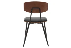 Miliboo Chaise Design|Chaise En Bois-Chaises vintage en bois foncé noyer assises noires et métal noir (lot de 2) JOLINE