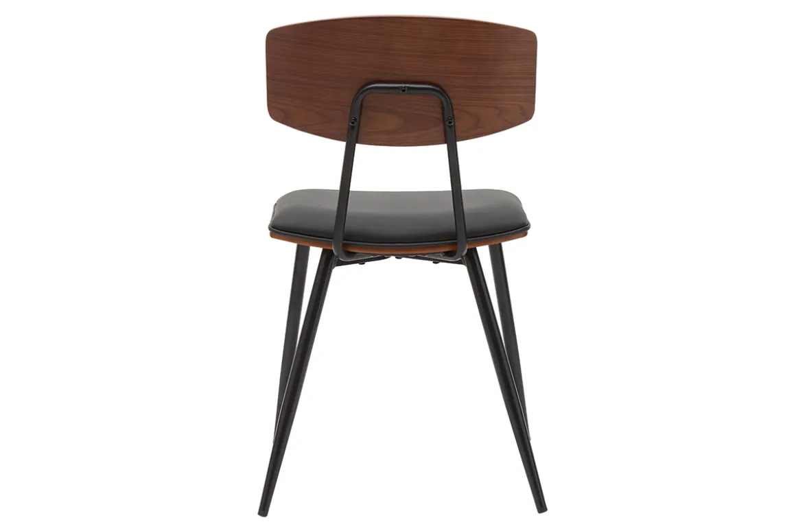 Miliboo Chaise Design|Chaise En Bois-Chaises vintage en bois foncé noyer assises noires et métal noir (lot de 2) JOLINE