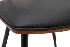 Miliboo Chaise Design|Chaise En Bois-Chaises vintage en bois foncé noyer assises noires et métal noir (lot de 2) JOLINE