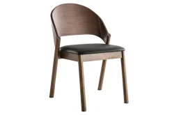 Miliboo Chaise Design|Chaise En Bois-Chaises vintage en bois foncé noyer et assises noires (lot de 2) AVALON