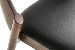 Miliboo Chaise Design|Chaise En Bois-Chaises vintage en bois foncé noyer et assises noires (lot de 2) AVALON