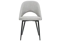 Miliboo Chaise Design-Chaises vintage en tissu effet velours texturé gris et métal noir (lot de 2) COSETTE