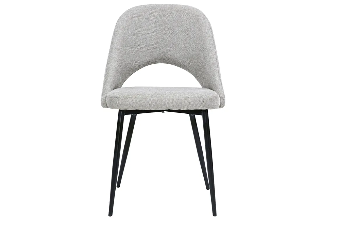 Miliboo Chaise Design-Chaises vintage en tissu effet velours texturé gris et métal noir (lot de 2) COSETTE