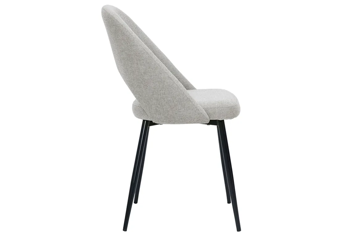 Miliboo Chaise Design-Chaises vintage en tissu effet velours texturé gris et métal noir (lot de 2) COSETTE